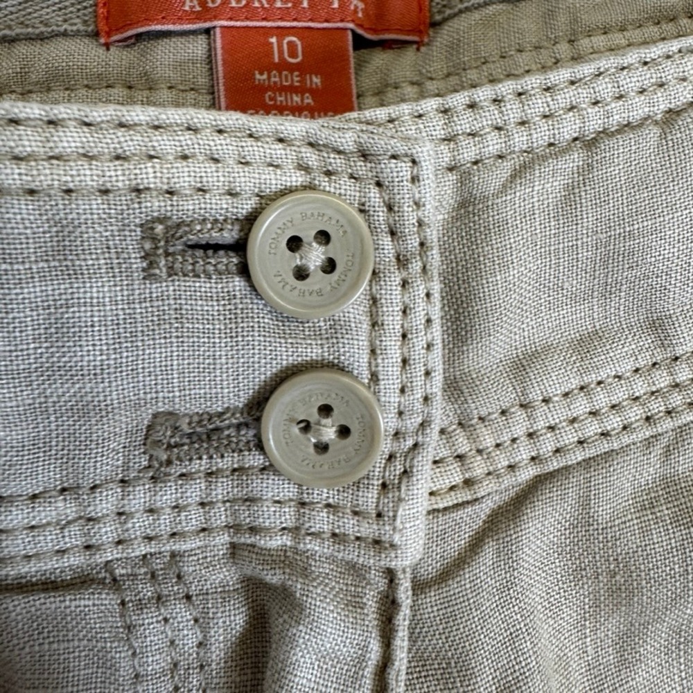 Tommy Bahama Relax Aubrey Fit Linen Pants Beige Tan Cropped Wide Leg Womens 10 - Picture 4 of 12